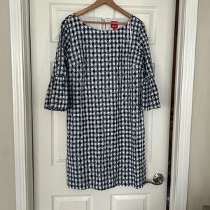 Blue and white paisley dress